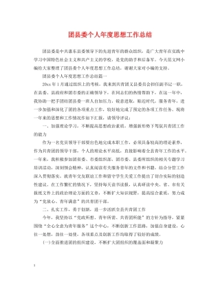 团县委个人年度思想工作总结