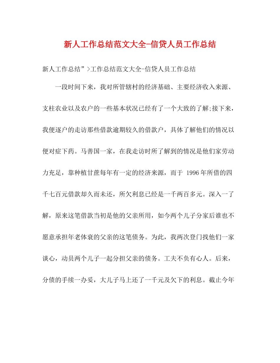 新人工作总结范文大全信贷人员工作总结_第1页