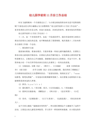 幼儿园学前班11月份工作总结