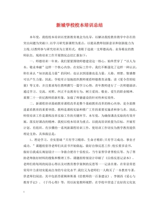 新城学校校本培训总结