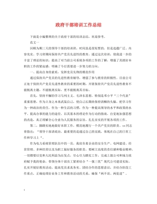 政府干部培训工作总结