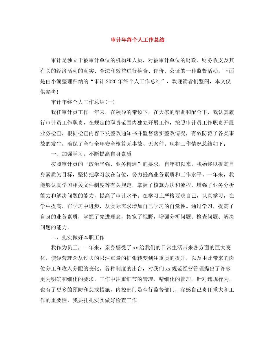审计年终个人工作总结2_第1页