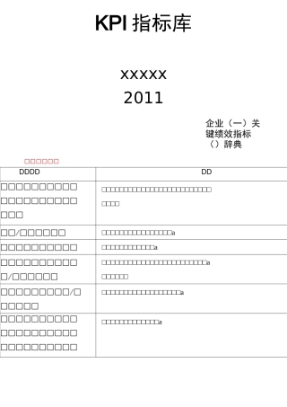KPI指标库的