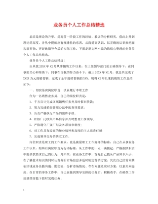 业务员个人工作总结精选