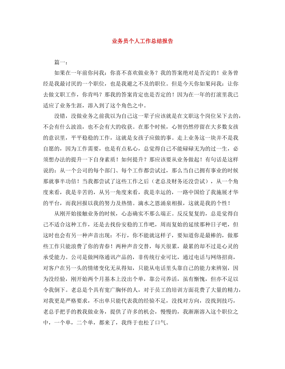 业务员个人工作总结报告_第1页