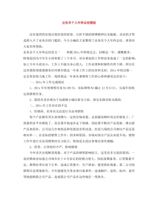 业务员个人年终总结模板