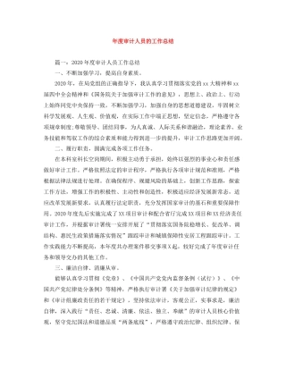 2020年度审计人员的工作总结