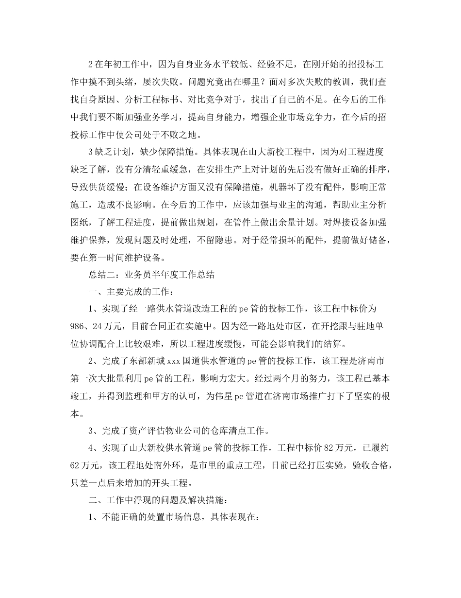 业务员半年度工作总结范文_第2页