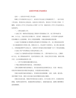 业务员半年度工作总结范文