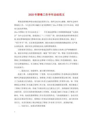 2020年禁毒工作半年总结范文