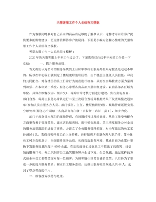 天猫客服工作个人总结范文模板