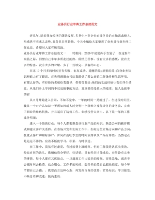 业务员行业年终工作总结范文