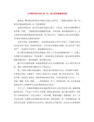 小学教师培训总结那一次，我为吴伦敦教授结课