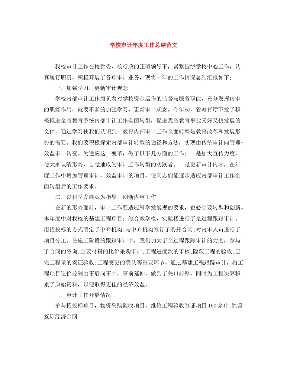 学校审计年度工作总结范文_第1页