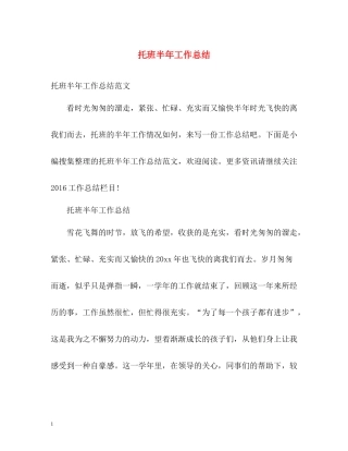托班半年工作总结2