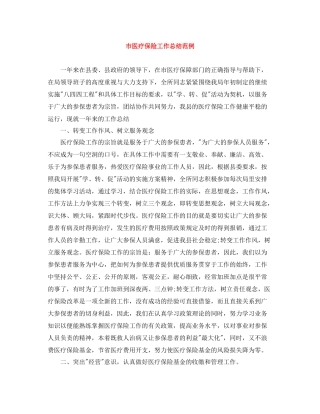 市医疗保险工作总结范例