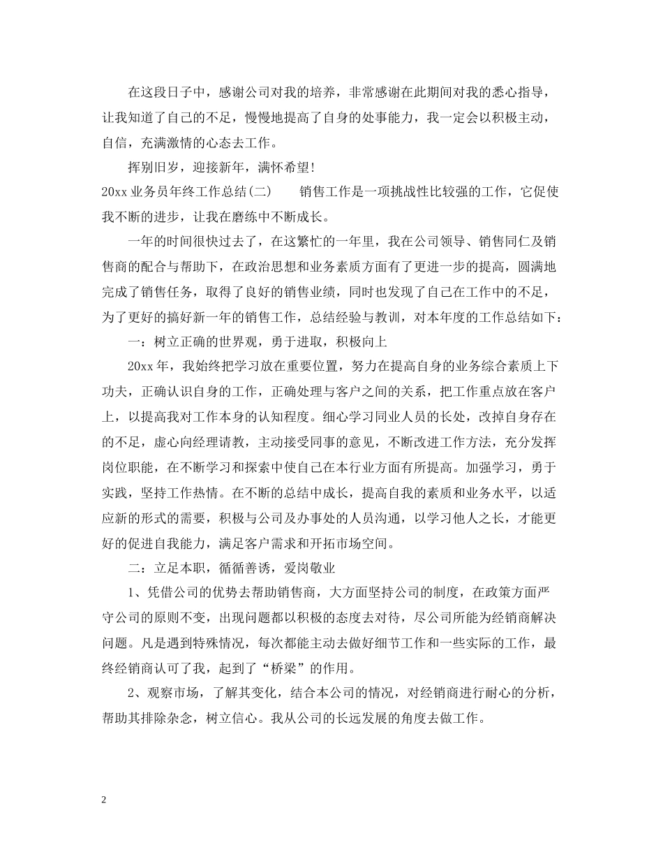 业务员年终工作总结报告范文_第2页