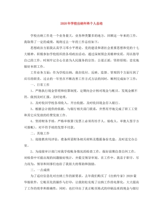 2020年学校出纳年终个人总结