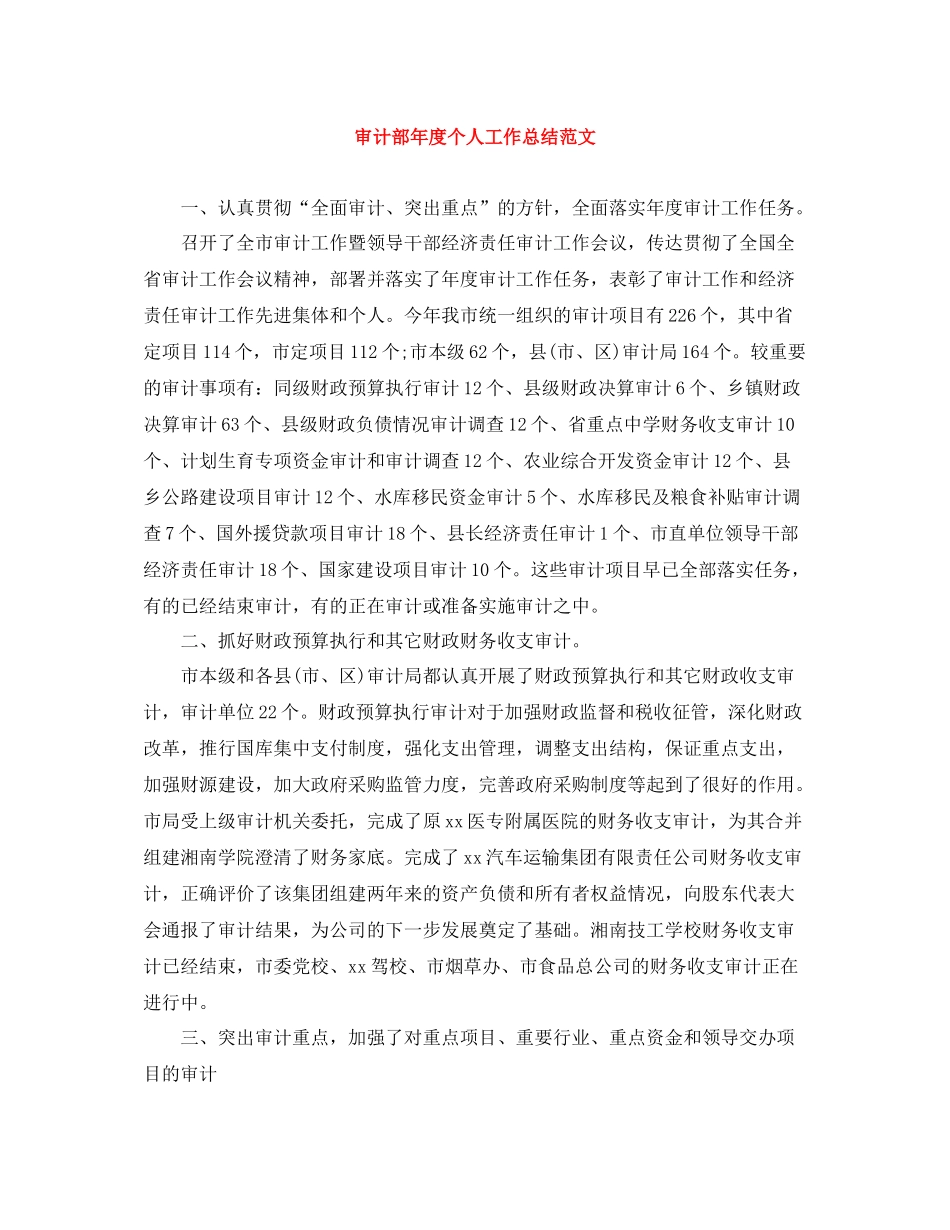 审计部年度个人工作总结范文_第1页