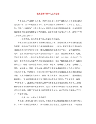 税务系统干部个人工作总结