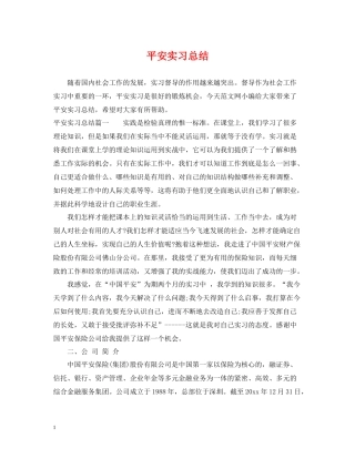 平安实习总结