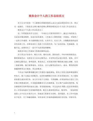 税务会计个人的工作总结范文