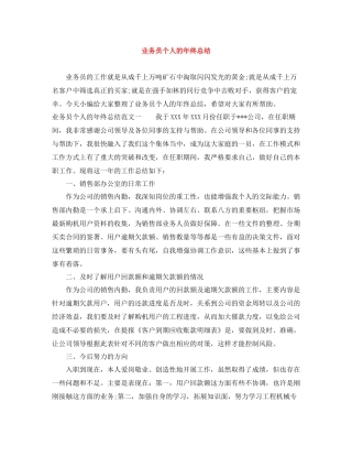 业务员个人的年终总结