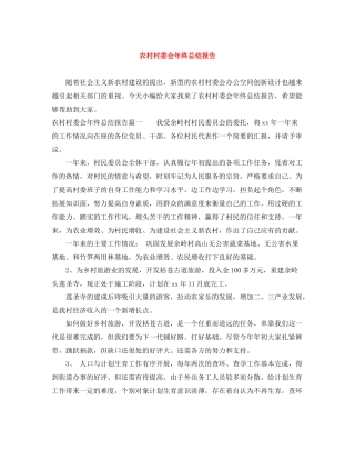 农村村委会年终总结报告