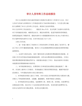 审计人员年终工作总结报告2