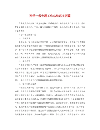 两学一做专题工作总结范文两篇