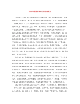 2020年度银行审计工作总结范文