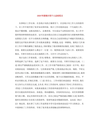 2020年度统计局个人总结范文