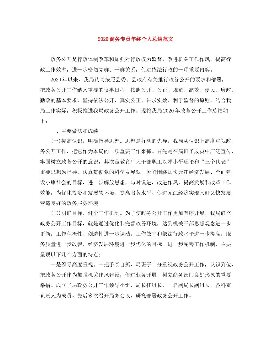 商务专员年终个人总结范文_第1页