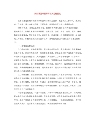 商务专员年终个人总结范文