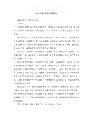 2020年班主任兼班总结范文