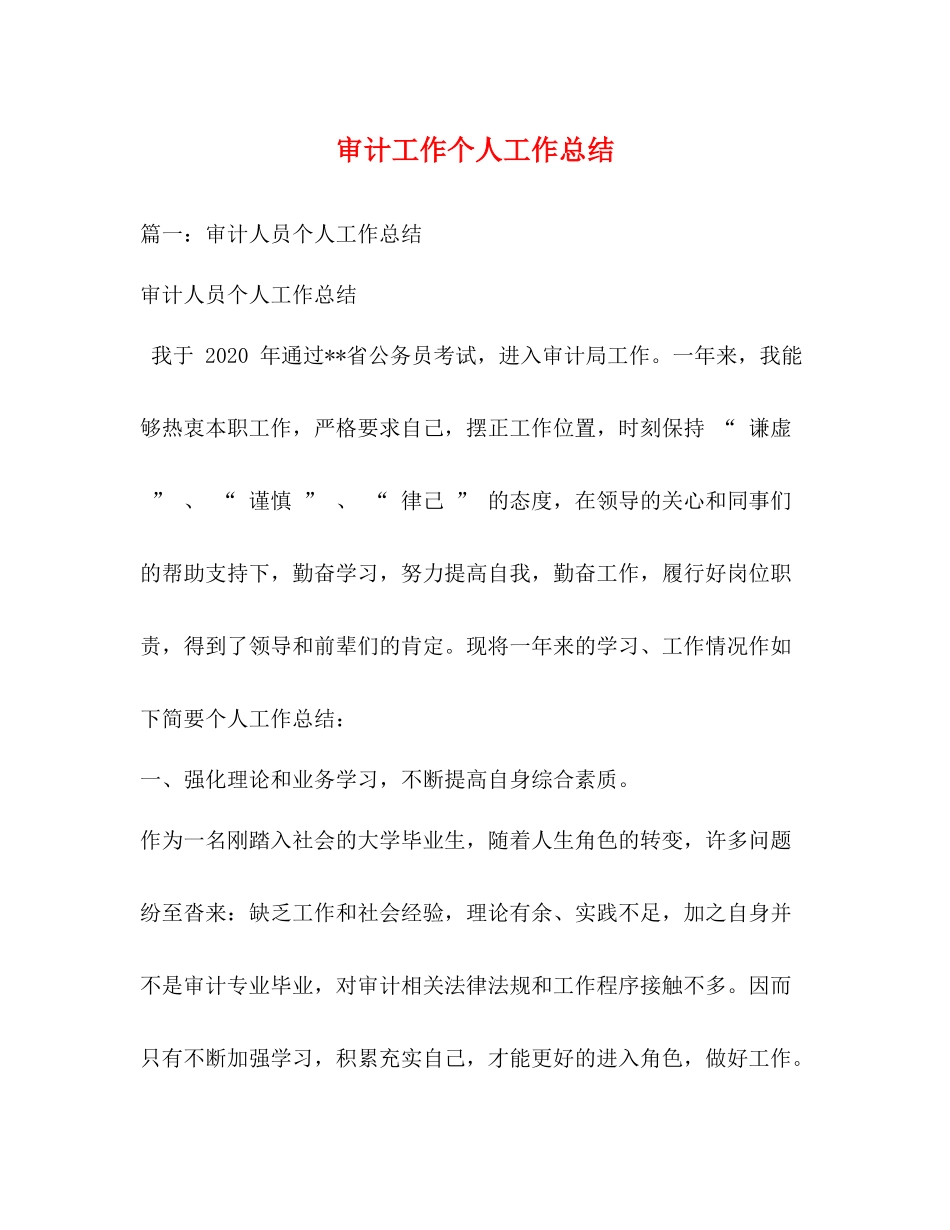 审计工作个人工作总结_第1页