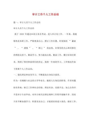 审计工作个人工作总结