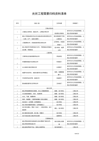 光伏工程各单位归档资料