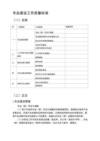 专业建设质量标准