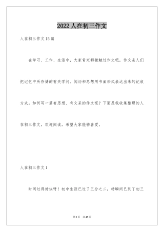 2024人在初三作文