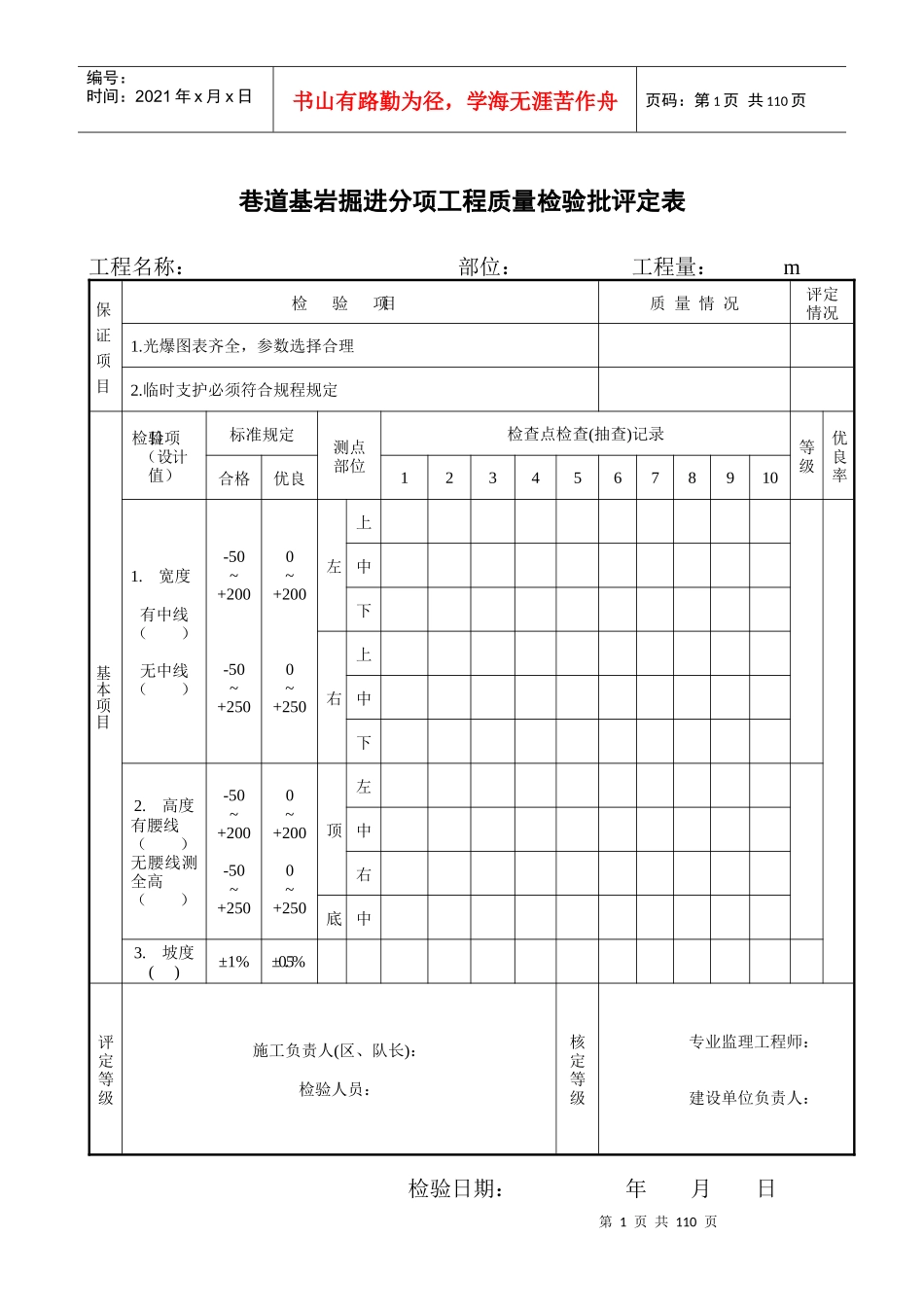 分项工程质量检验评定表_第1页