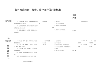 妇科疾病诊断、检查、治疗和疗效判定标准