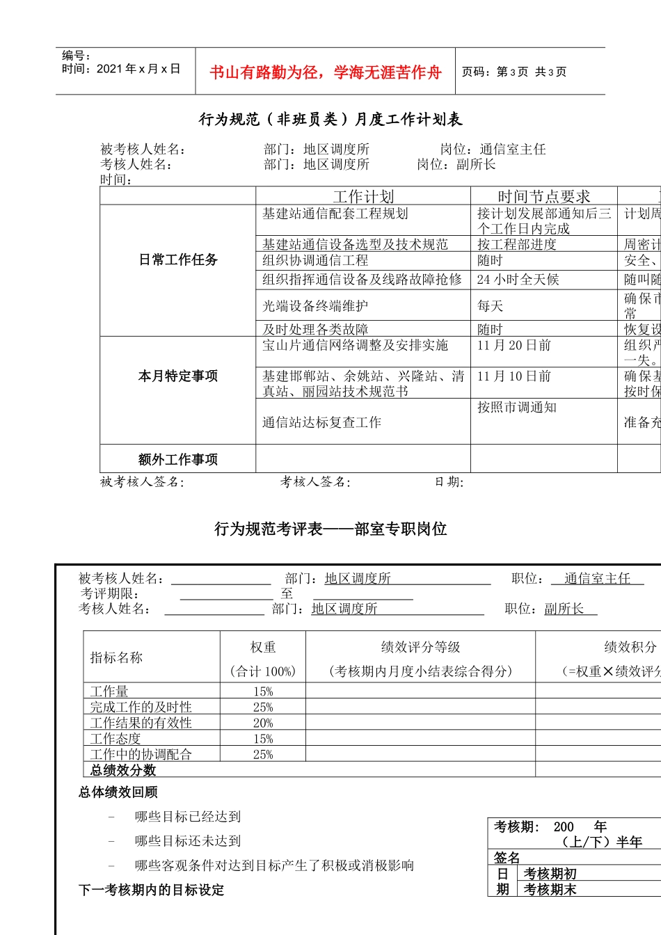 通信室主任行为规范考评表_第3页