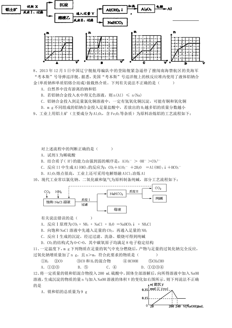 江西省余江县第一中学2016届高三化学上学期第二次模拟考试试题_第2页