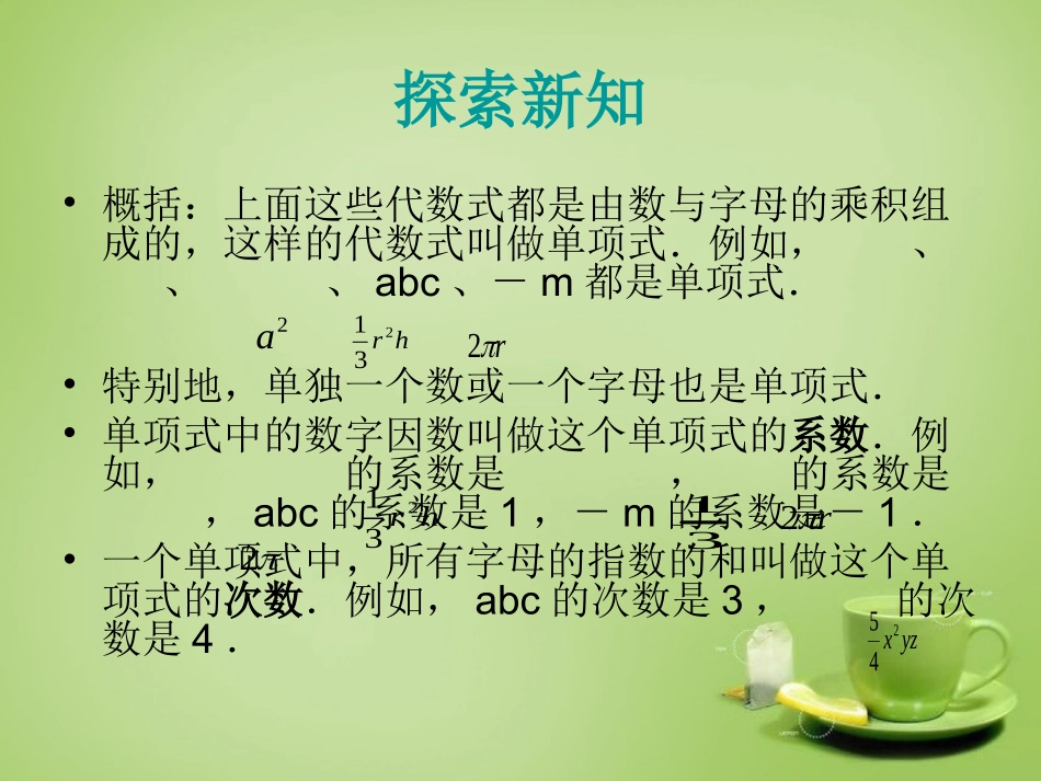 2015秋七年级数学上册3.3整式课件新版华东师大版_第3页