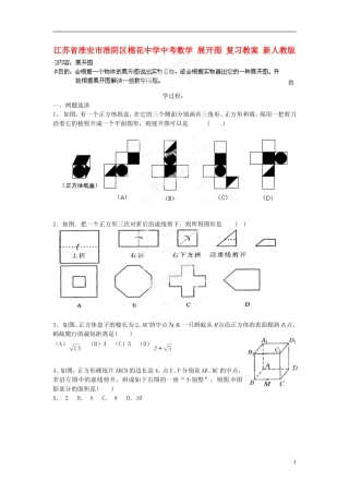 江苏省淮安市淮阴区棉花中学中考数学 展开图复习教案 新人教版