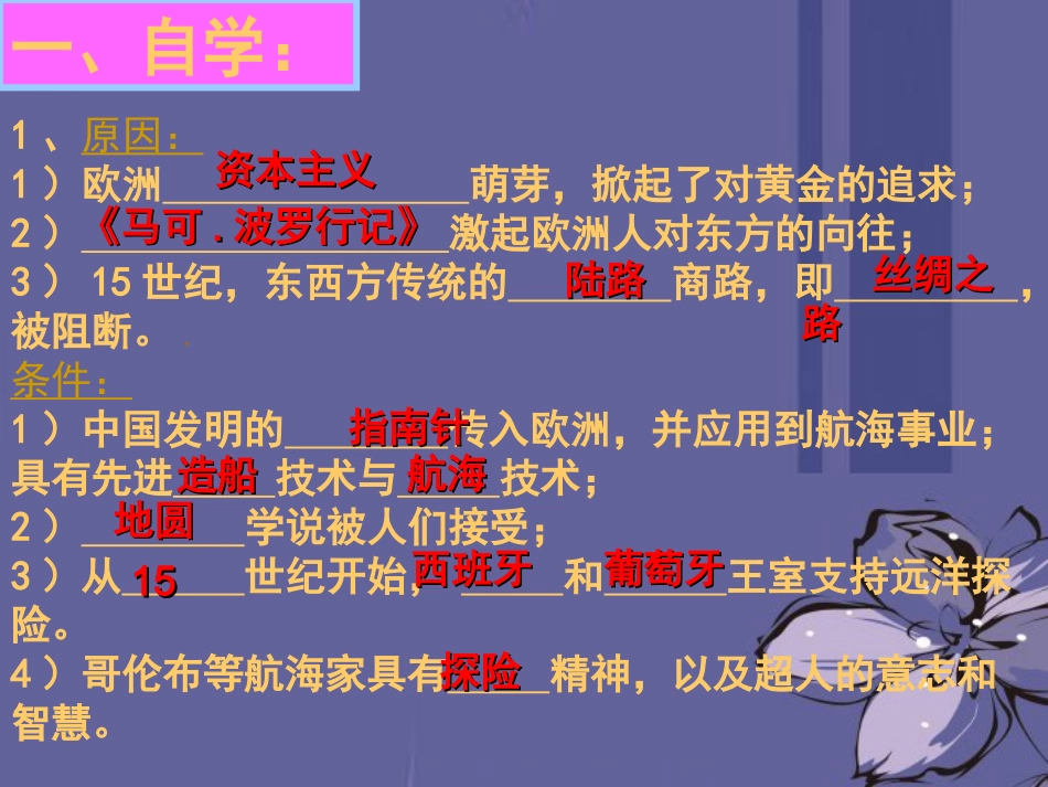 广东省深圳市文汇中学八年级历史下《第7课 新航路的开辟》课件 新人教版_第3页
