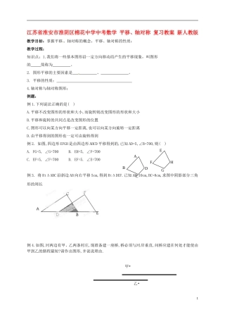 江苏省淮安市淮阴区棉花中学中考数学 平移、轴对称复习教案 新人教版