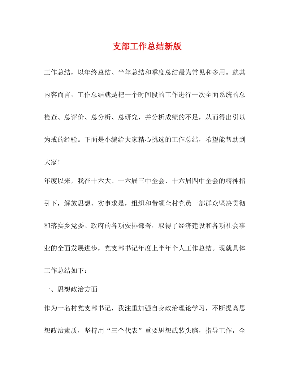 支部工作总结新版_第1页