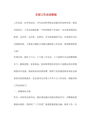 支部工作总结新版